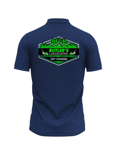Company Polo Shirts with Logo for Corporate Branding (Navy) Butler's Landscaping image 1