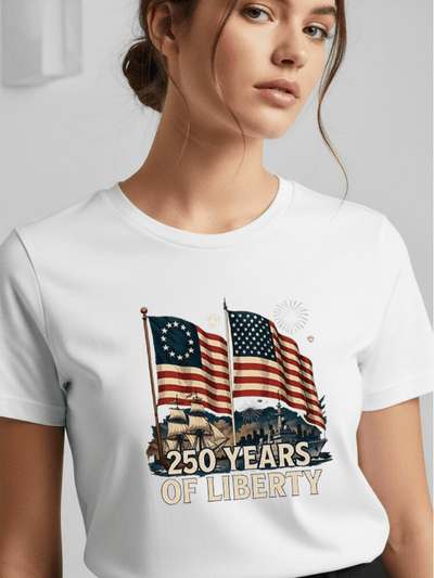 250 Years of Liberty Patriotic T-Shirt | American Flag USA 250th Anniversary Graphic Tee image 0
