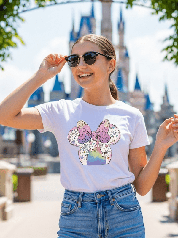 Disneyland Castle Minnie Ears T Shirt | DisneyWorld Castle Shirt Women image 1