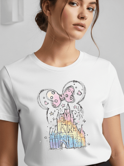 Disneyland Castle Minnie Ears T-Shirt | Pastel Disney Castle Shirt | Disney World Vacation Tee image 0