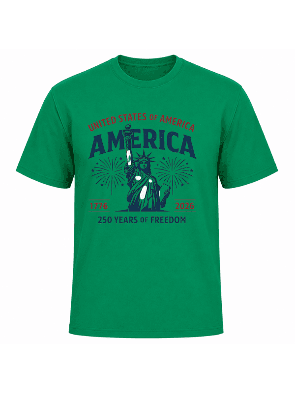 United States of America 250 Years of Freedom T-Shirt | Statue of Liberty USA 250th Anniversary 1776–2026 Patriotic Graphic Tee image 8