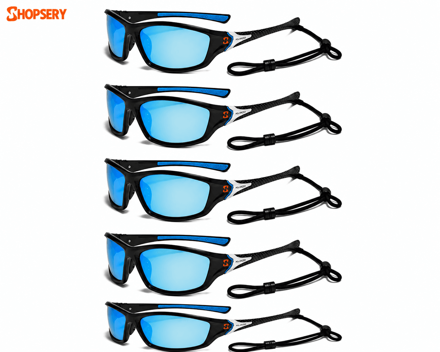 Shopsery Sports Polarized Sunglasses for Men – 5 Pack Combo | UV400 Protection | HD Polarized Outdoor Driving Cycling Fishing Sunglasses - 5 Blue image