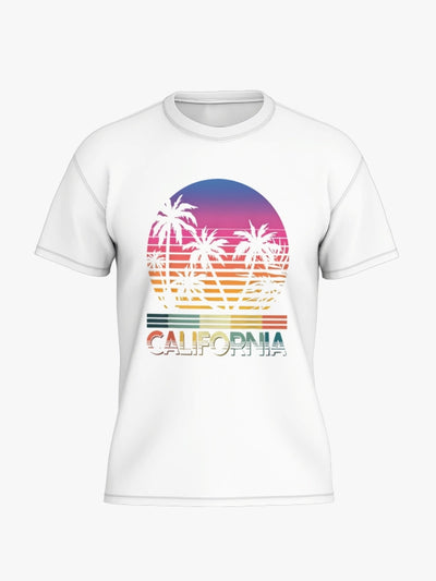 California Retro Palm Sunset Graphic T-shirt (White) image 0
