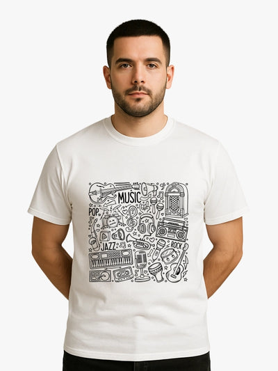 Music Doodle Graphic T-shirt (White) image 1