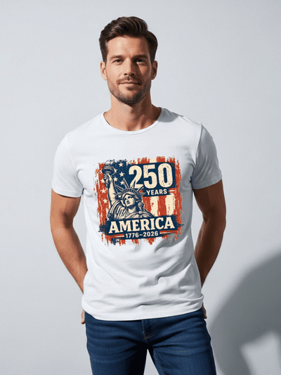 America 250 Years T-Shirt | Statue of Liberty USA 250th Anniversary Semiquincentennial 1776–2026 Patriotic Graphic Tee image 0