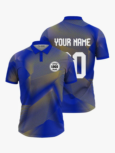 Custom Blue and Yellow Gradient Polo Cricket Jersey by Shopsery image 0