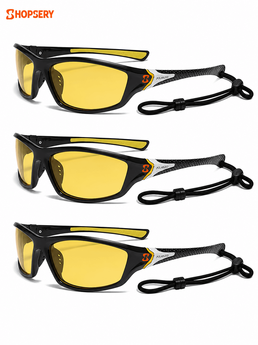 Shopsery Polarized Sports Sunglasses for Men 3 Pack Combo – UV400 Protection | HD Polarized Driving, Fishing &amp; Cycling Sunglasses - 3 Yellow image
