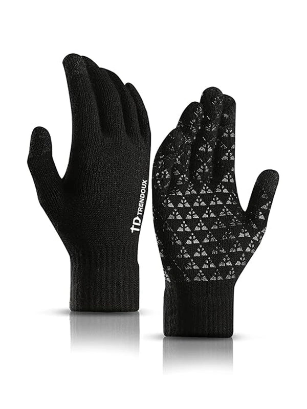 Winter Gloves – Warm Touchscreen Thermal Knit Design by Shopsery - Black image