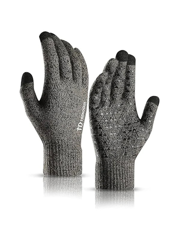 Winter Gloves – Warm Touchscreen Thermal Knit Design by Shopsery - Black Grey image
