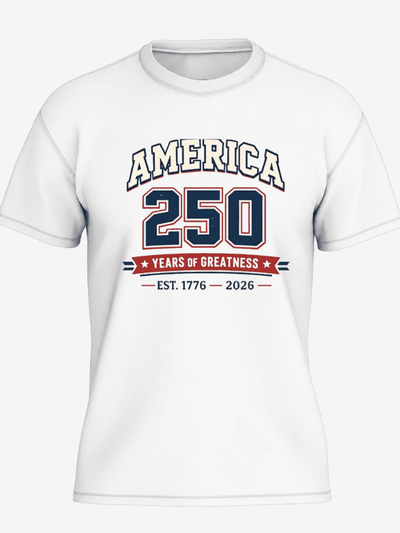 America 250 Years of Greatness T-Shirt | USA 250th Anniversary Patriotic Graphic Tee (1776–2026) image 1