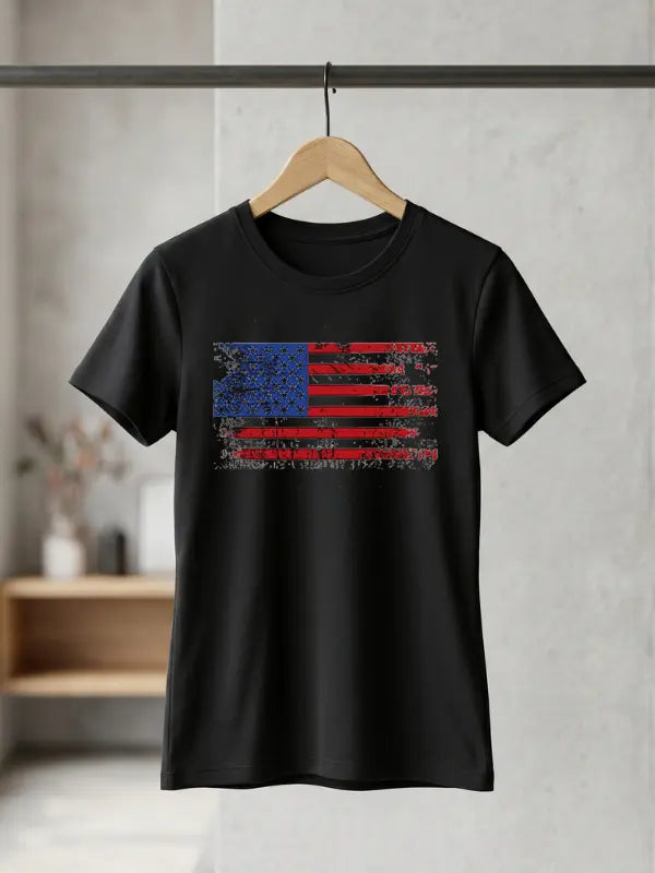 Vintage American Flag Patriotic T-Shirt | Distressed USA Flag Graphic Tee | Classic Red White Blue Independence Day Shirt image 5